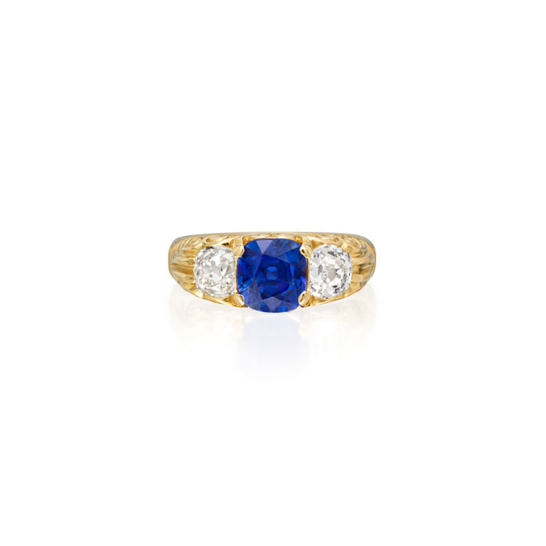 Yellow Gold Sapphire and Diamond Ring
