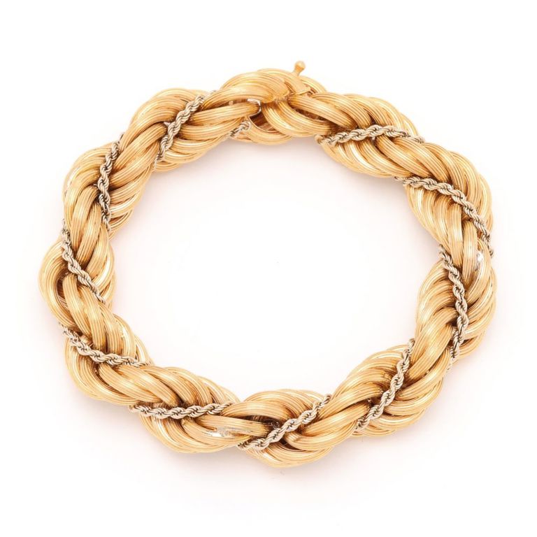18k Bi-Color Gold Rope Bracelet
