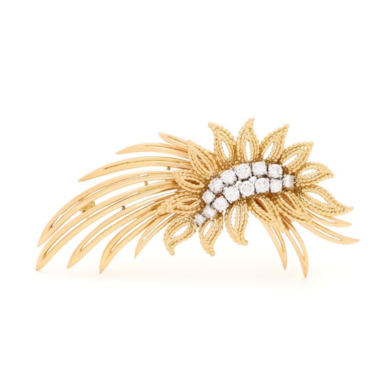 18k Gold Diamond Brooch