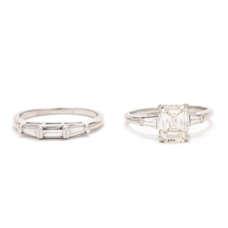 Set of 2 Platinum Diamond Rings
