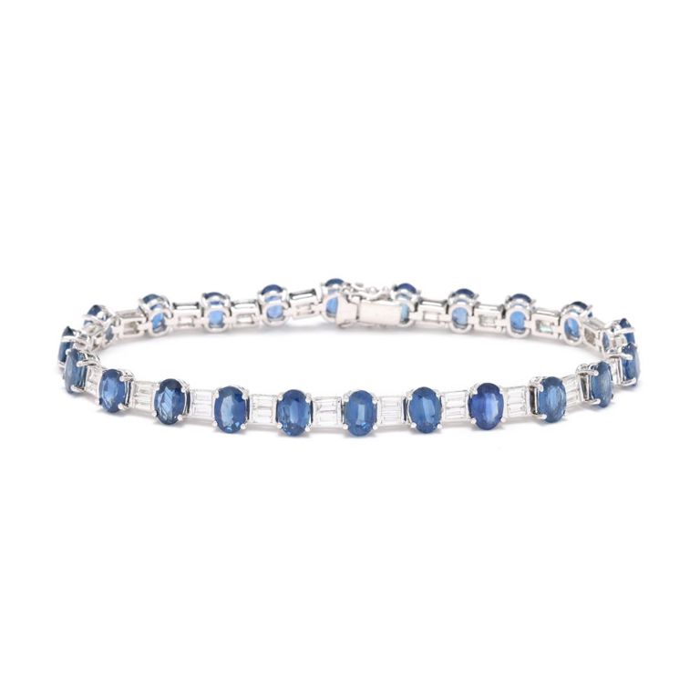 Platinum Sapphire and Diamond Bracelet