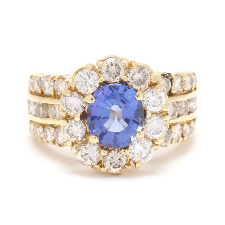 14k Gold Halo Tanzanite Ring