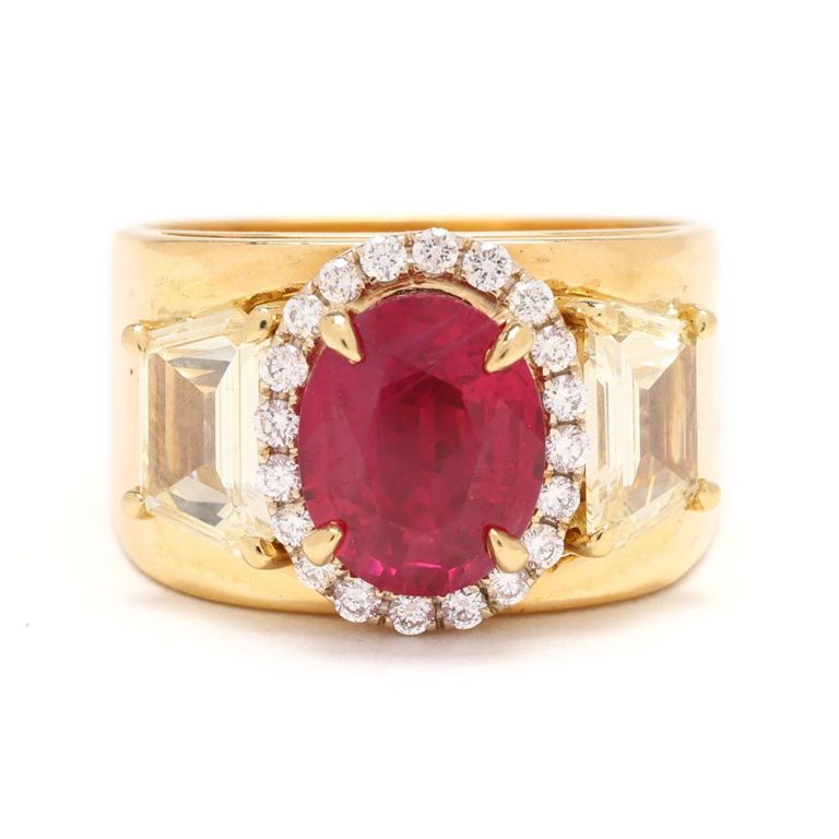 18k Gold Ruby and Diamond Ring