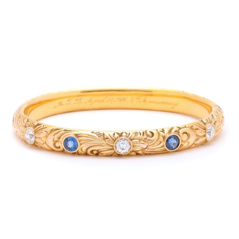 14k Gold Diamond and Sapphire Bracelet