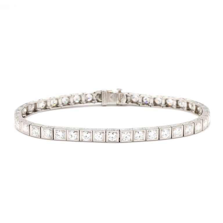 Art Deco Platinum Diamond Line Bracelet