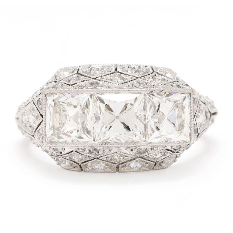 Platinum Diamond Three-Stone Ring