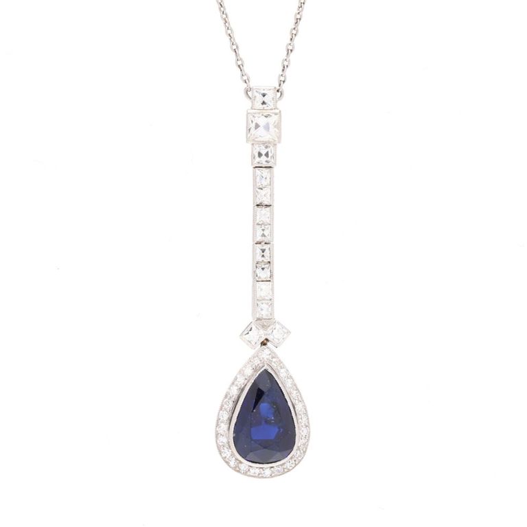 Platinum Sapphire and Diamond Necklace