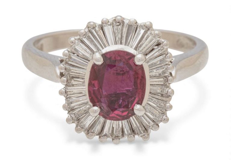 Platinum Ruby and Diamond Ring