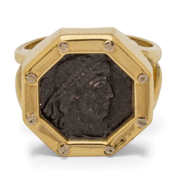 18k Gold Coin Ring