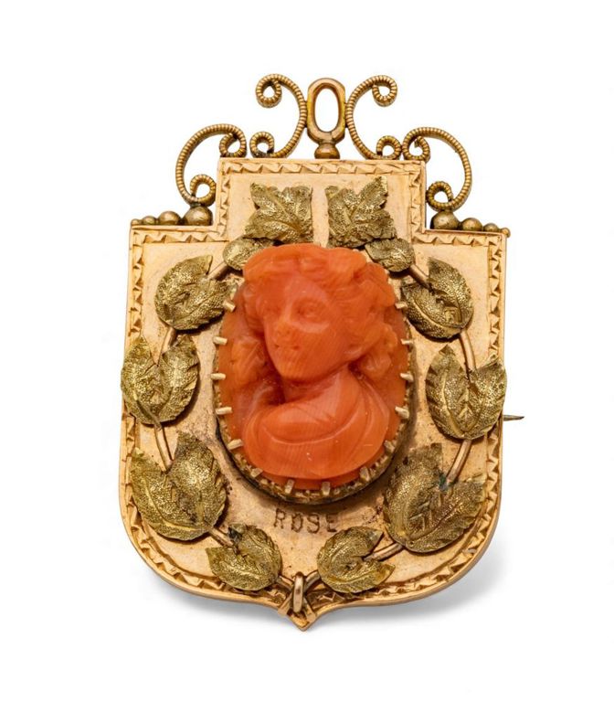 Gold Coral Brooch