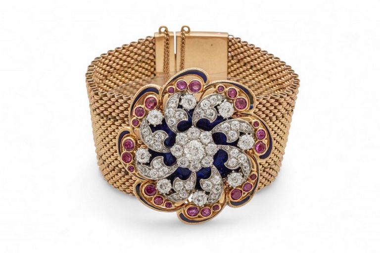14k Gold Diamond and Sapphire Bracelet
