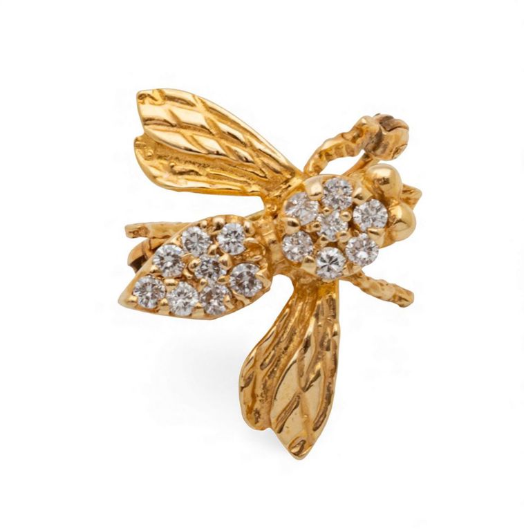 14k Yellow Gold Diamond Brooch