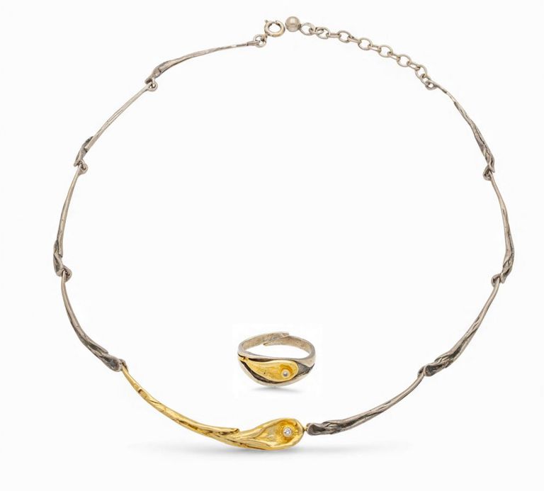 Gold and Silver Diamond Jewelry Set