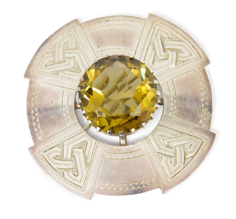 Sterling Silver Citrine Brooch