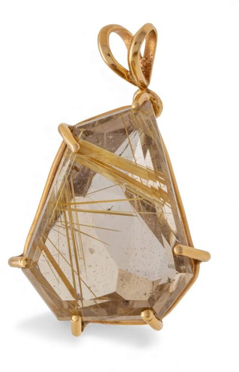 14k Gold Citrine Pendant Necklace