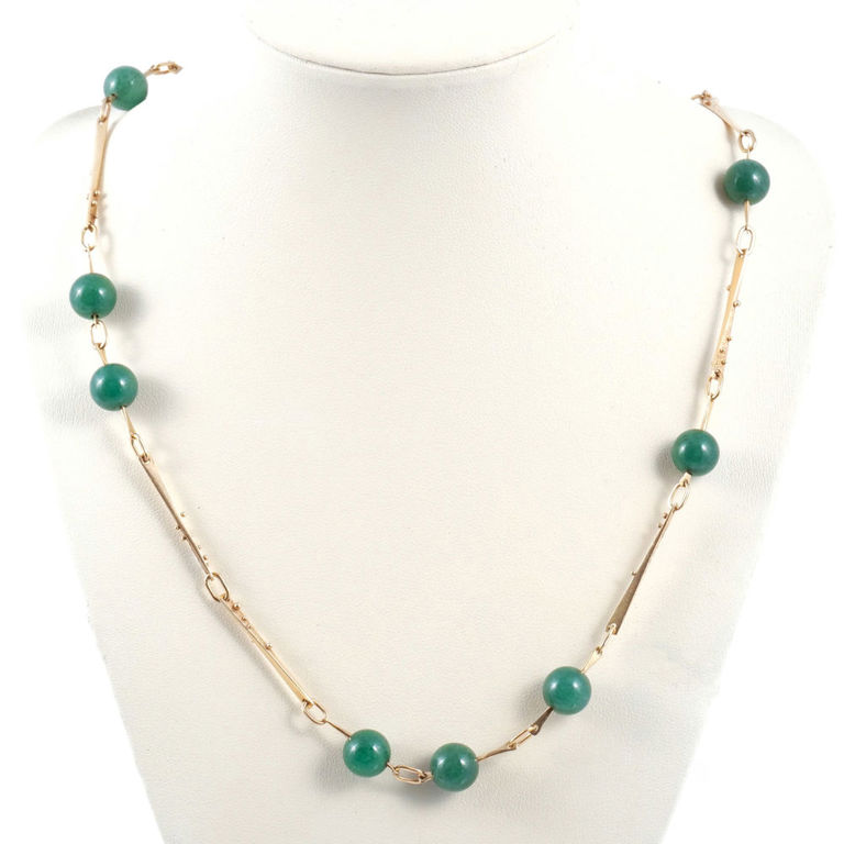 14k Gold Jade Necklace
