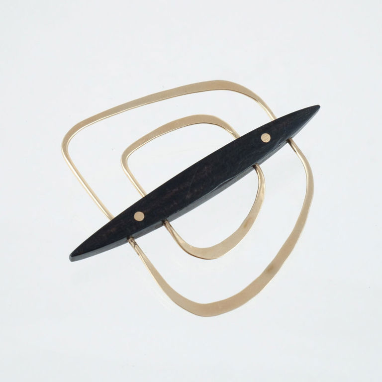 14k Gold Ebony Brooch