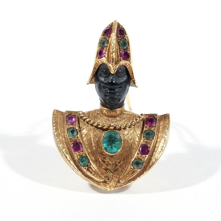 18k Gold Gemstone Brooch