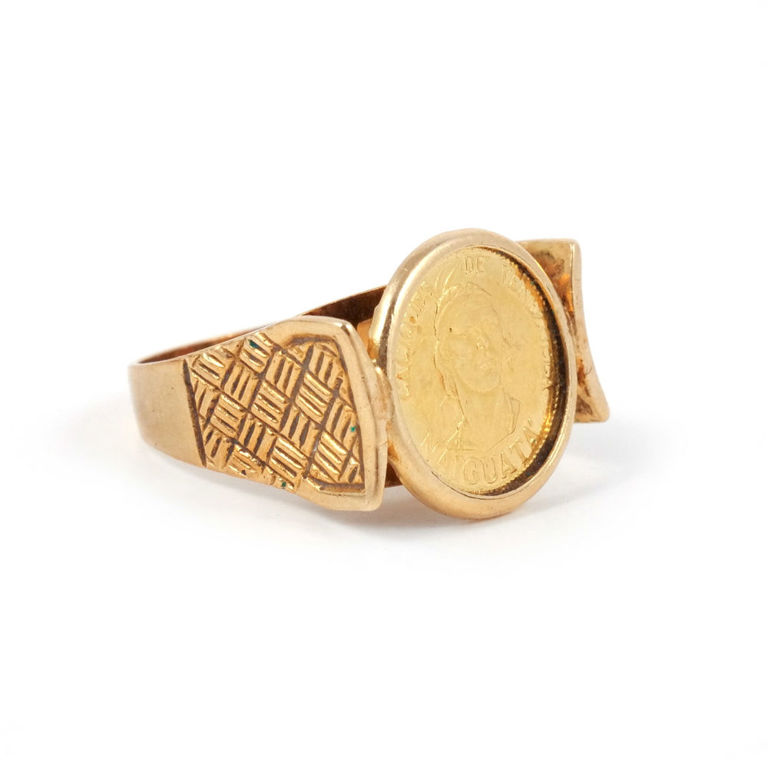18k Gold Coin Ring