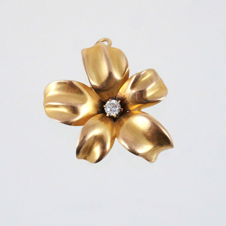 14k Gold Floral Brooch/Pendant