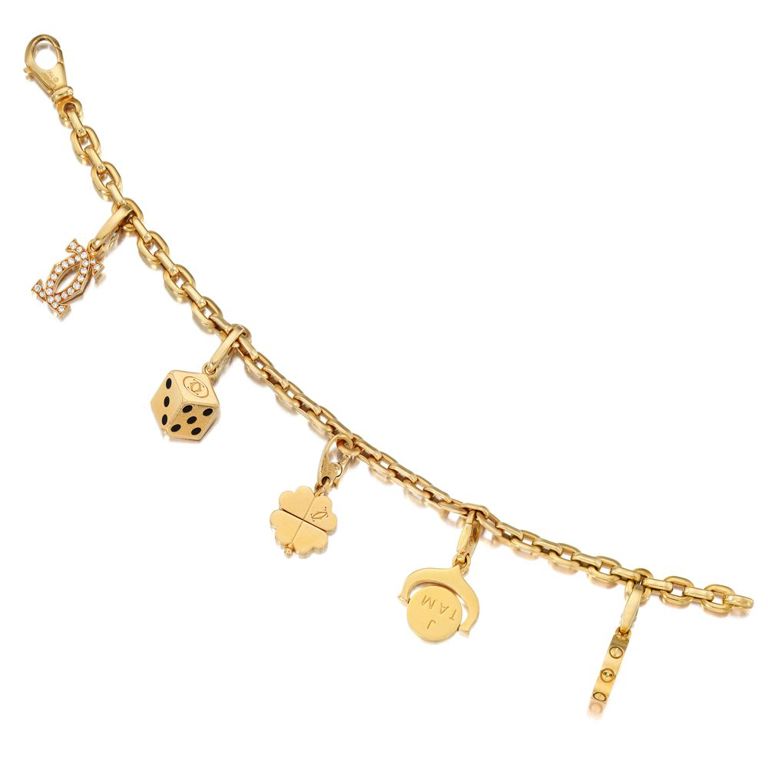 18k Gold Diamond Charm Bracelet