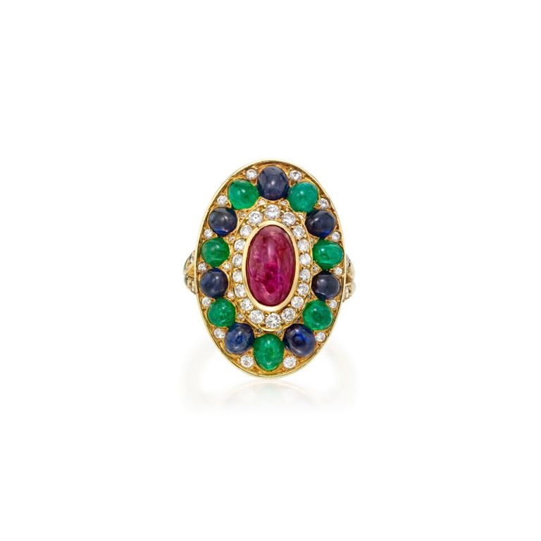 Gem-set and Diamond Ring