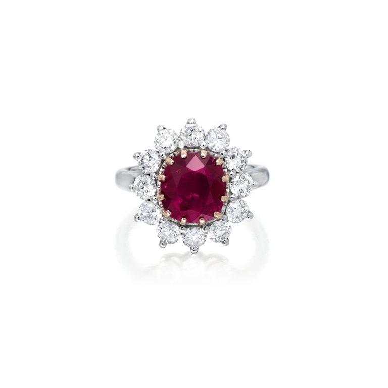 18k White Gold Ruby and Diamond Ring