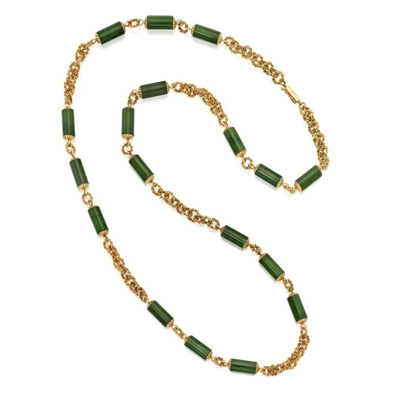 Nephrite and Gold Necklace