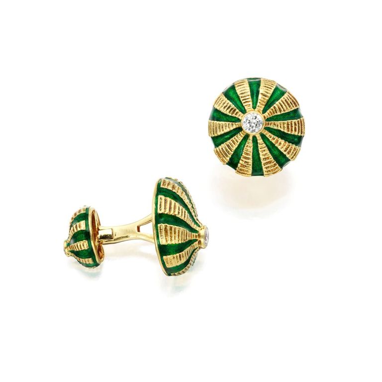 Pair of Gold, Enamel and Diamond Cufflinks