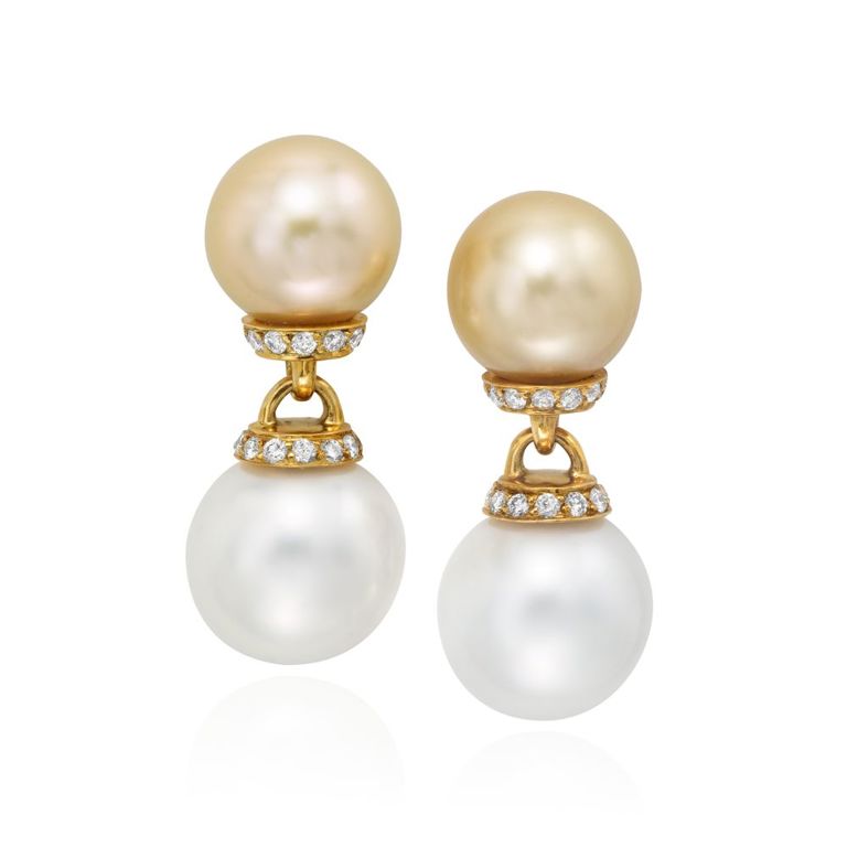 Pair of Pearl and Diamond Earrings