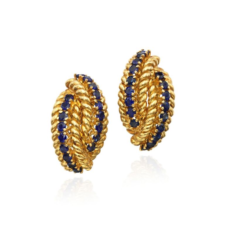 Pair of Sapphire and Gold Earrings