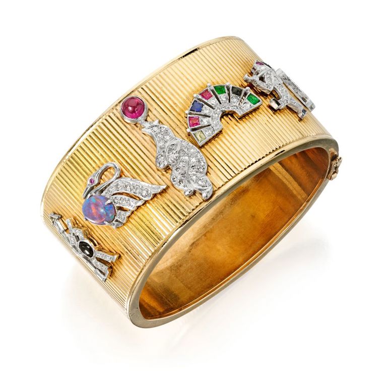 Art Deco Gold Diamond Cuff Bracelet