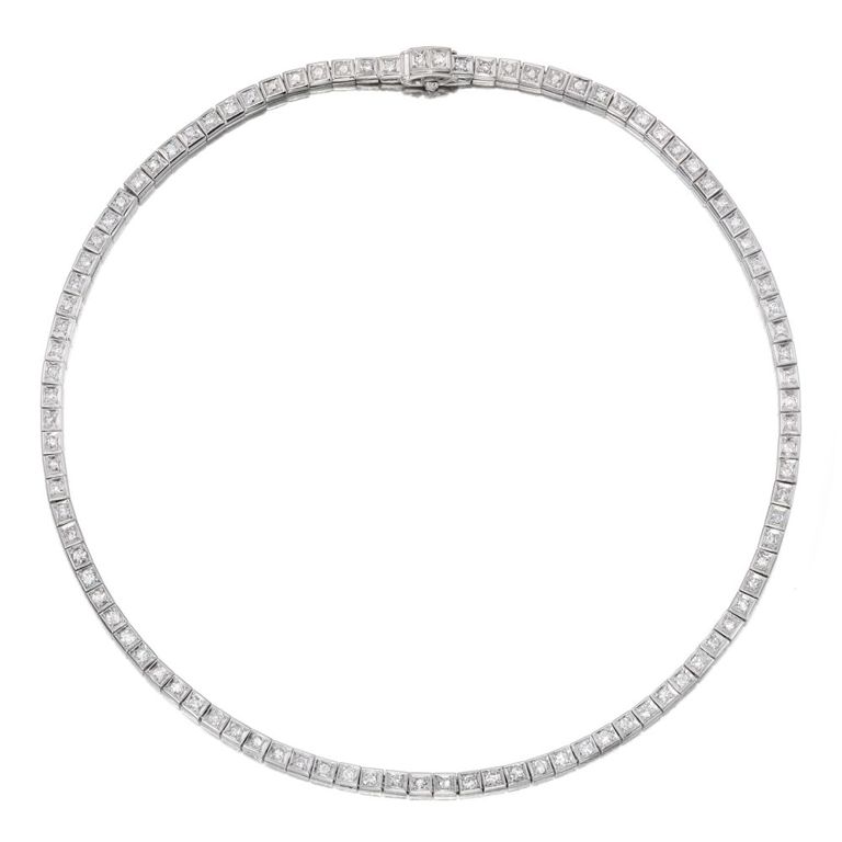 18k White Gold Diamond Line Necklace