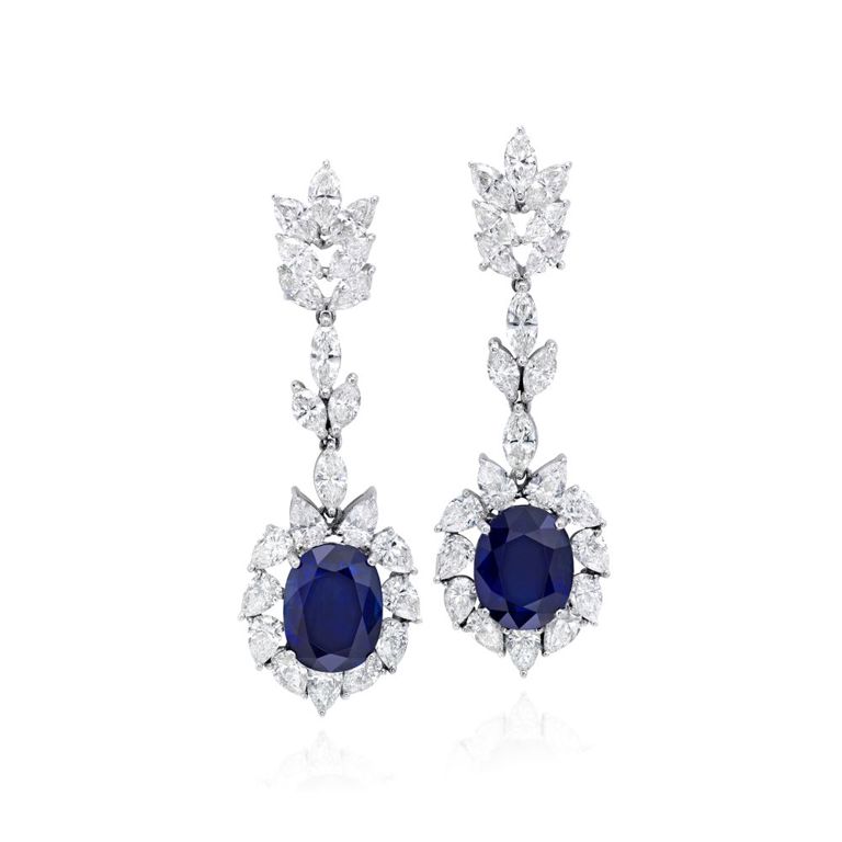 Pair of Sapphire and Diamond Earrings