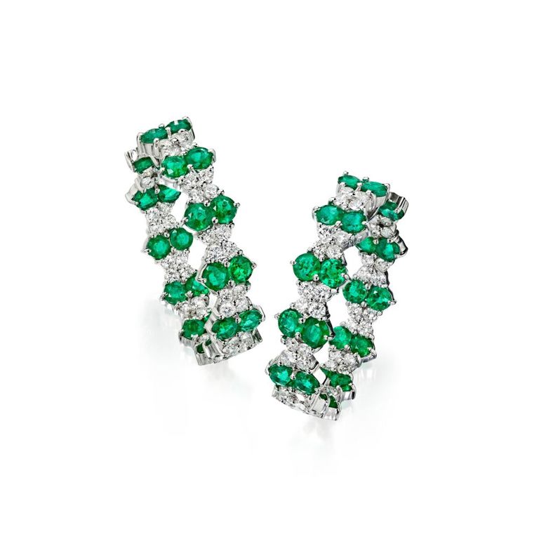Pair of Emerald and Diamond Earrings