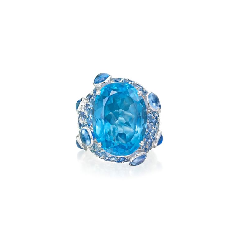 Blue Topaz and Aquamarine Ring