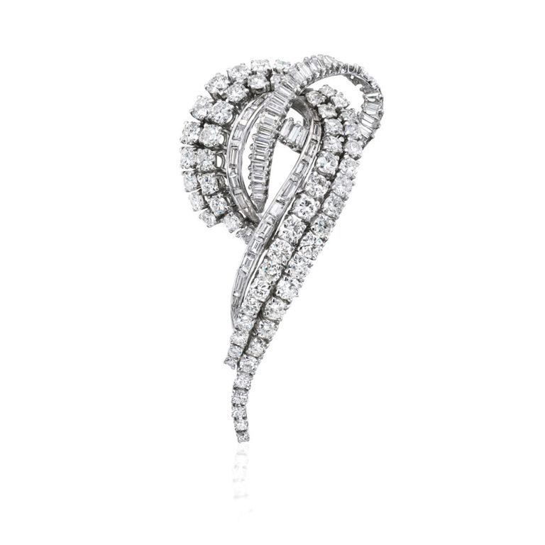 18k White Gold Diamond Brooch