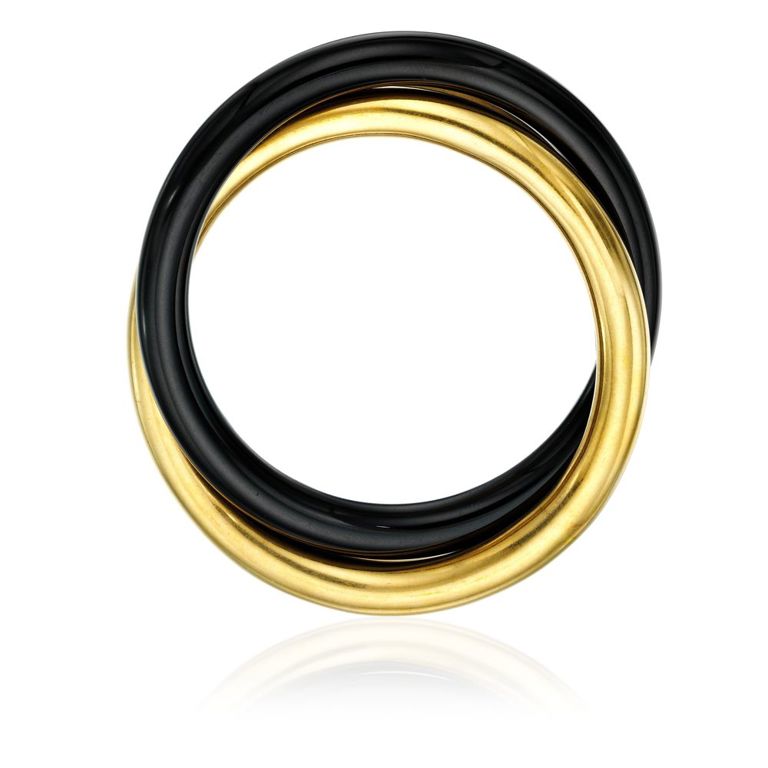 Black Jade and Gold Bangle Bracelet