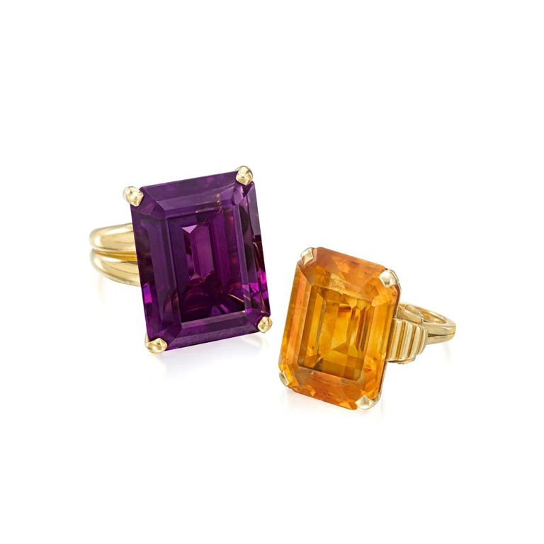 Set of Two Gold Gem-Set Rings