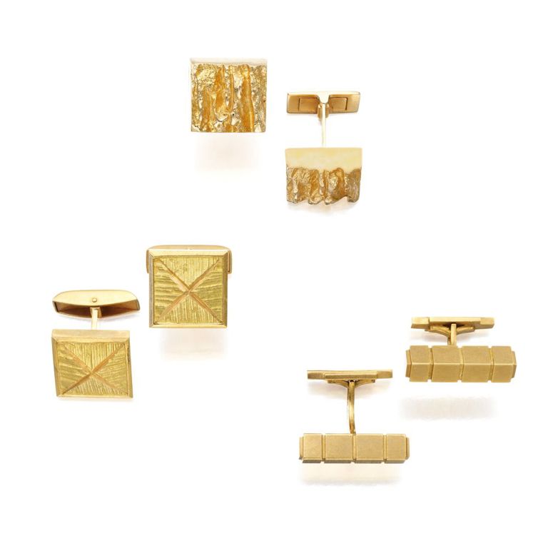 Set of Three Gold Cufflinks
