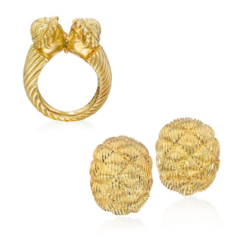 Gold Earrings and Ring Set