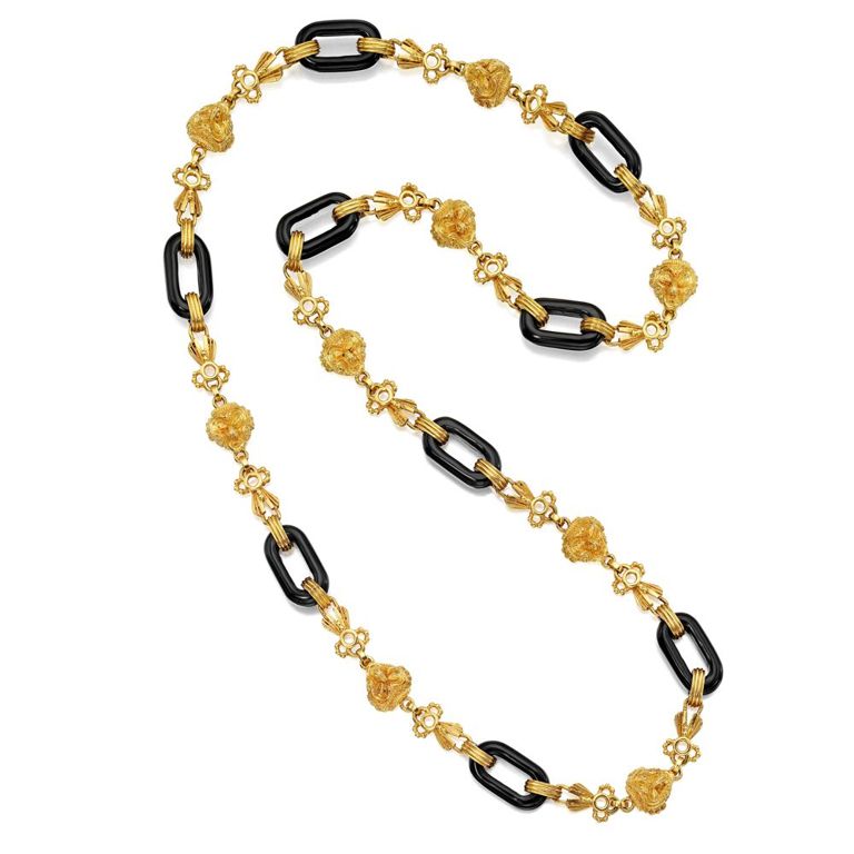 18k Yellow Gold Onyx Necklace