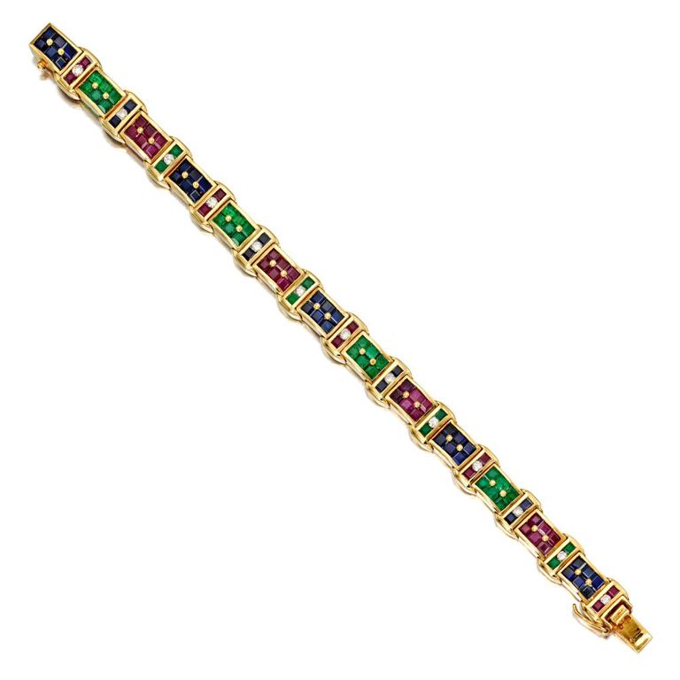 Multi-Gem and Diamond Bracelet