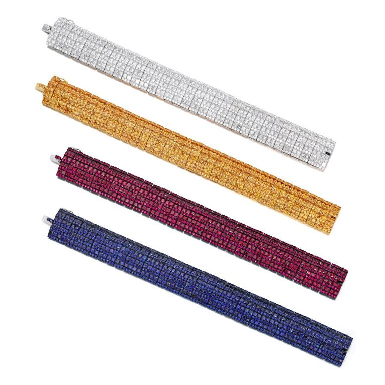 Four Diamond and Gem-Set Bracelets