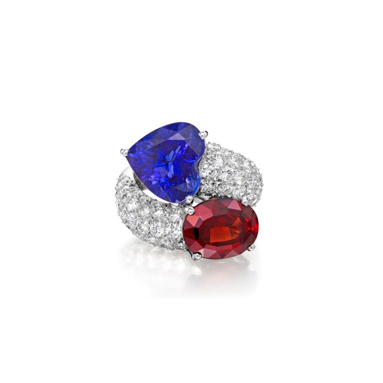 Spinel, Tanzanite and Diamond Ring