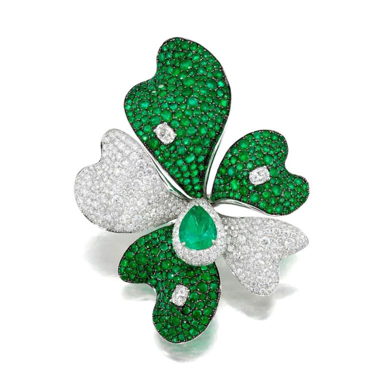 Emerald and Diamond Brooch