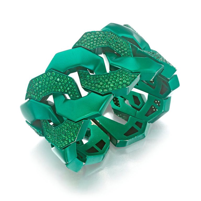 Titanium and Tsavorite Garnet Bracelet