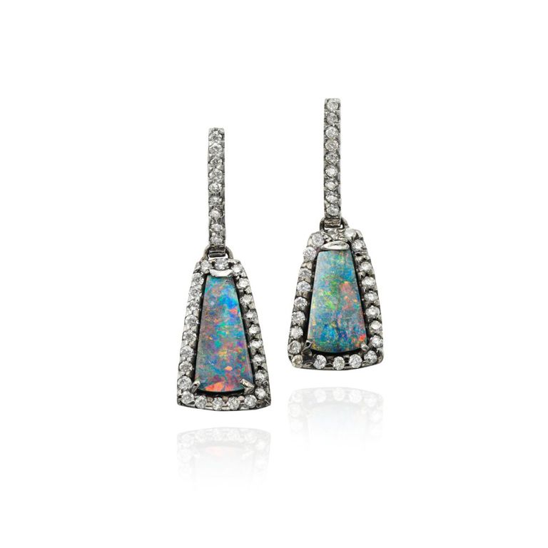 Pair of Opal and Diamond Earrings
