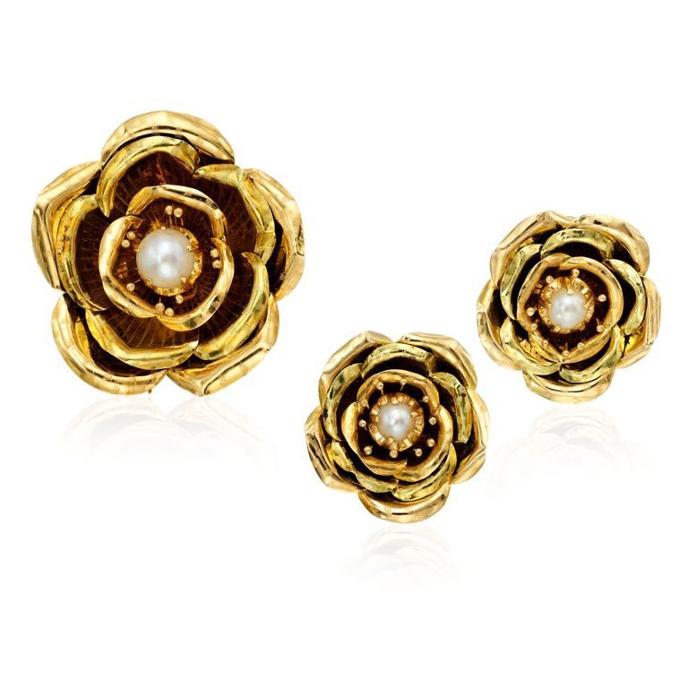 Gold Pearl Jewelry Set