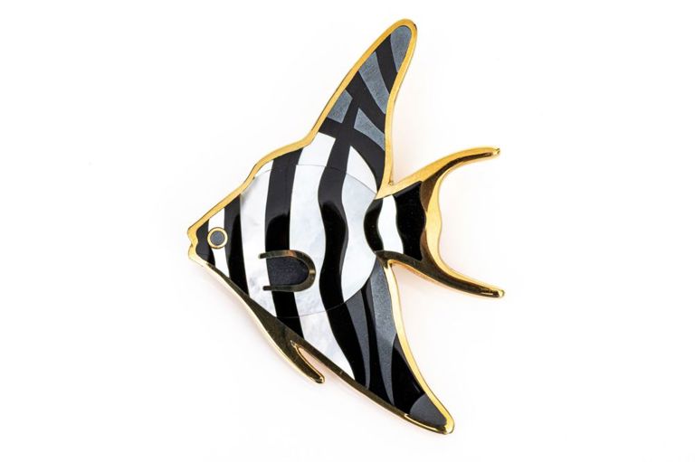 18k Gold Angel Fish Brooch
